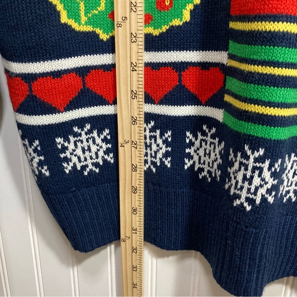 JEM Holiday Sweater XL Ugly Christmas Blue Graphic Pullover Unisex Adult Party - Picture 9 of 10